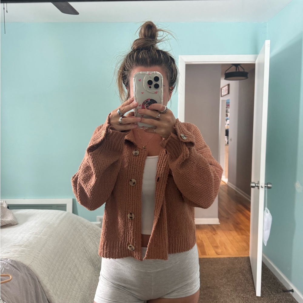 Cozy Brown Knit Cardigan - Picture 3 of 5